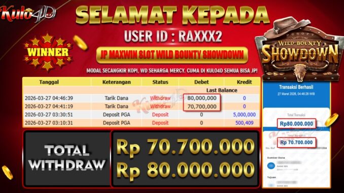 Bukti Pembayaran Lunas Jackpot 80jt dan 70jt tgl 26 - Maret - 2026